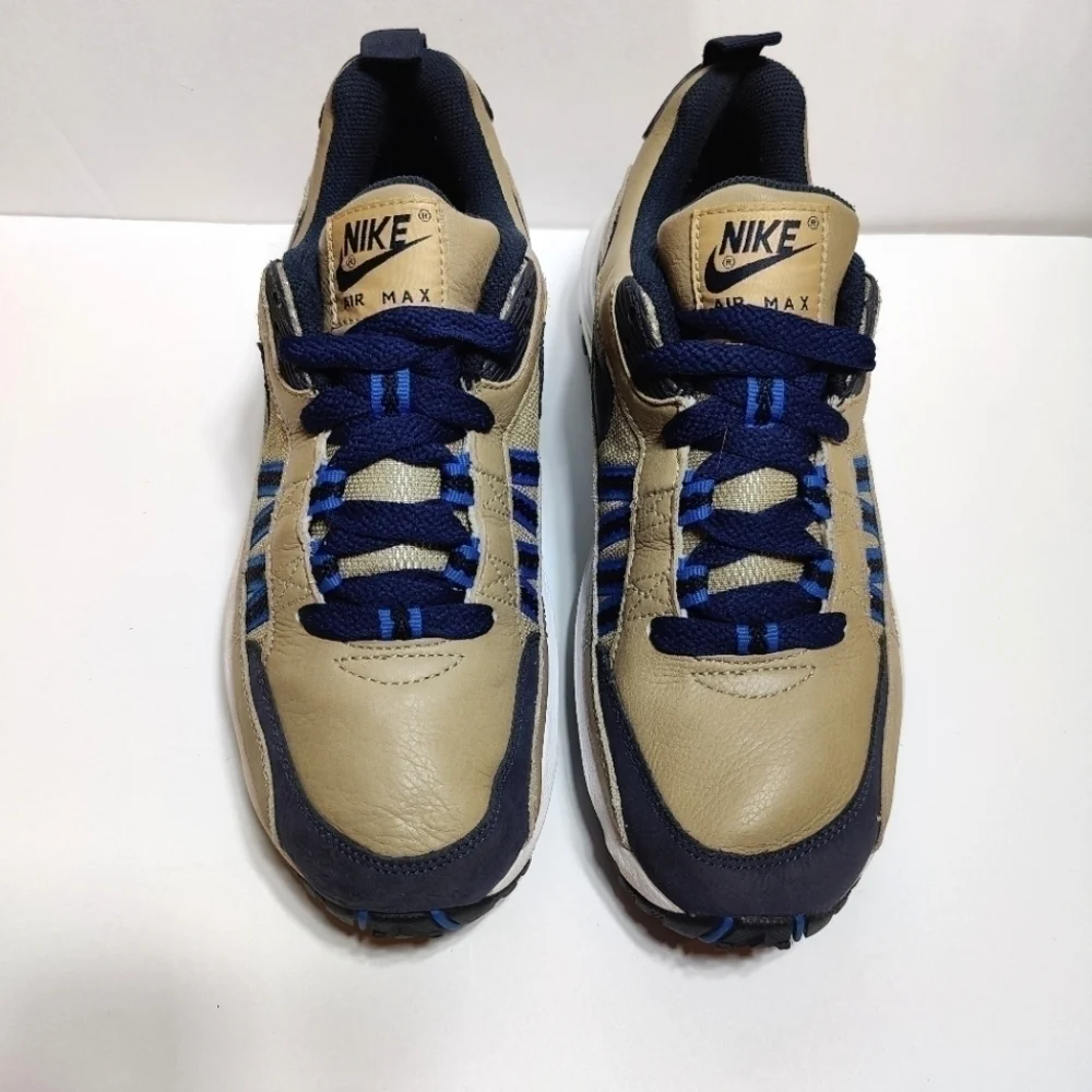 RARE Nike Air Max Terra Ninety Tan Black Blue Leather Athletic Sneaker men's 7.5